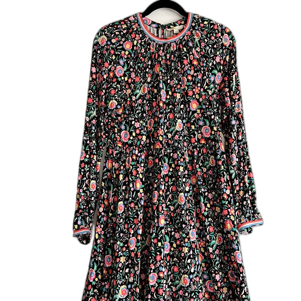 Boden Trim Detail Maxi Dress Black, Multi Floral Bloom Soft Jersey Knit Size 4 - Picture 10 of 16